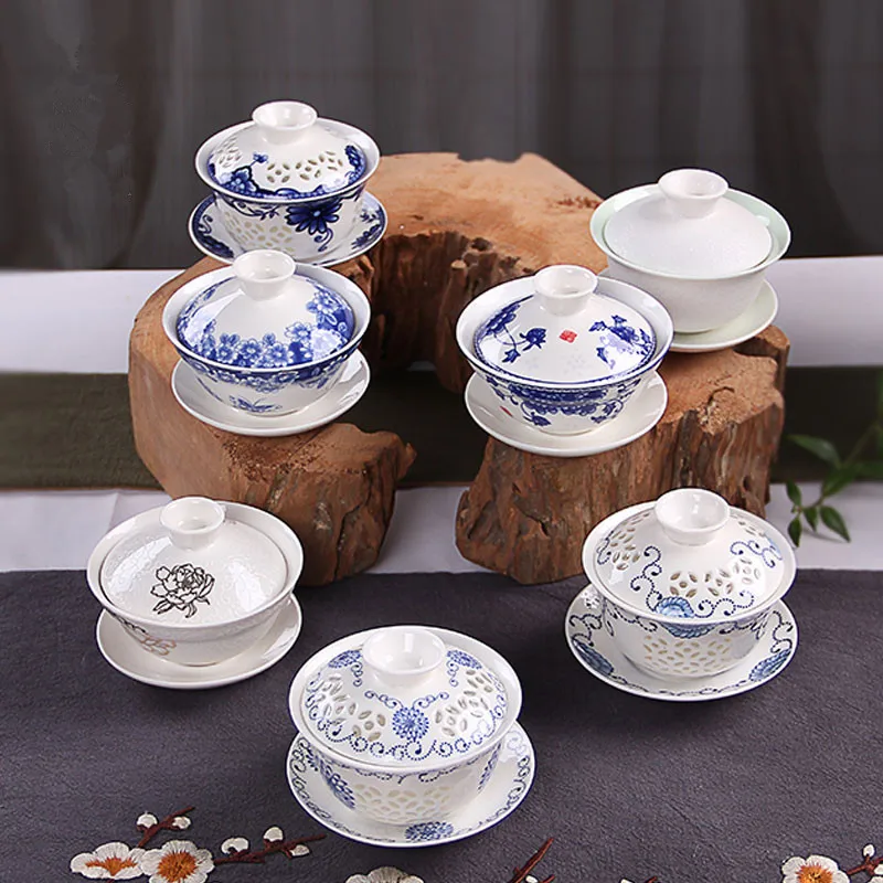 

Chinese Tureen Tea Cup Set Ceramic Kung Fu Tea Cup And Saucer Set Drinkware