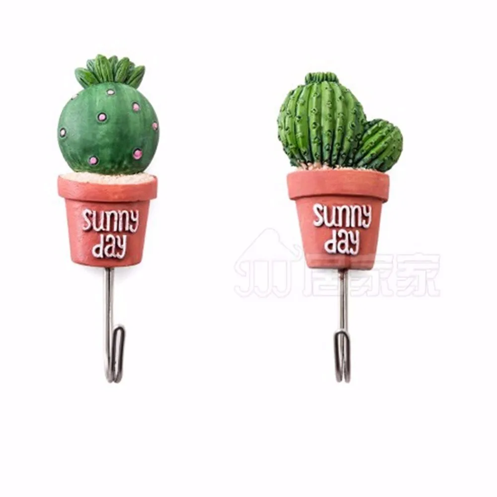 1pc Wall Hook Hanger Funny Simulation Succulent Plants Pot Strong Self-Adhesive Hook Hanger Bag Keys Bathroom Kitchen Sticky Towel Holder Storage Organization (3)