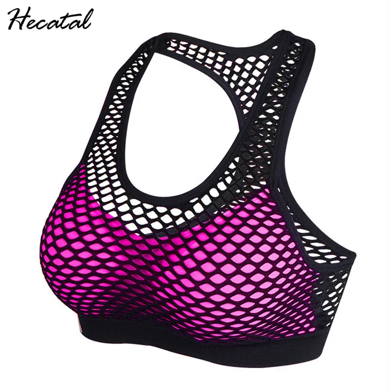 2018 Quick Dry Sports Bra Women Yoga Sports Bra Running Gym Adjustable Mesh Fitness Padded Seamless Top Strap Sexy Back Ladies