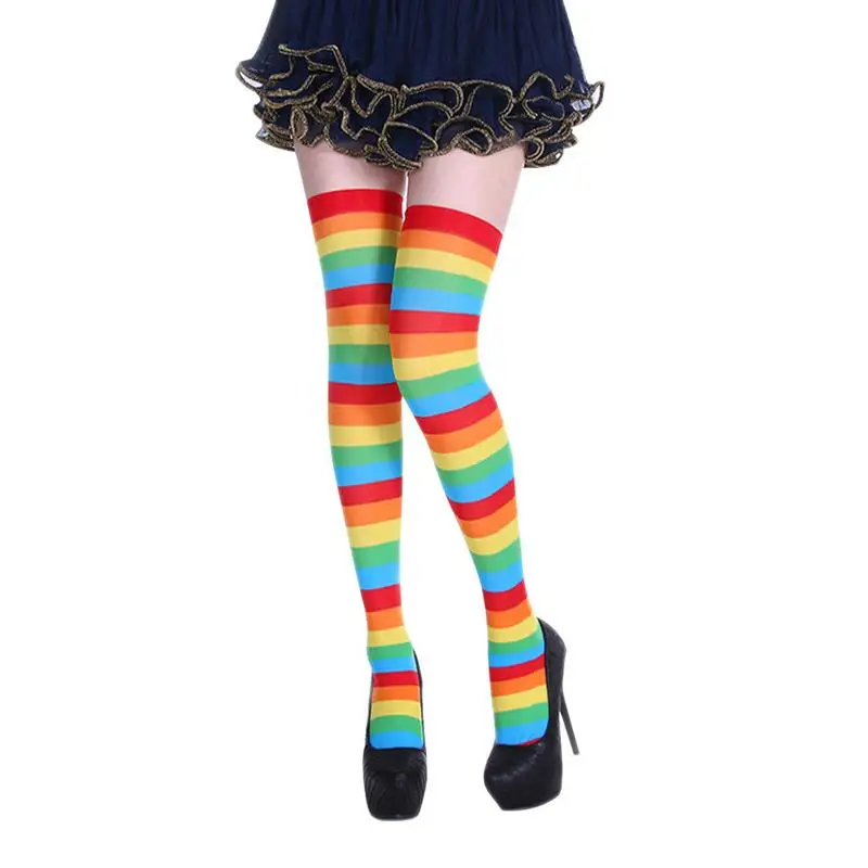 1 пара, новые носки для Хэллоуина, женские длинные Полосатые Гольфы с принтом, сексуальные тонкие осенне-зимние гольфы для костюмированной вечеринки - Цвет: as picture