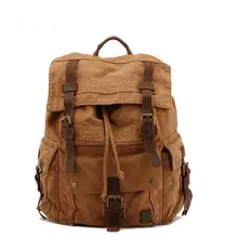Винтажный корейский стиль, мужской военный Холщовый кожаный рюкзак, мужские походные рюкзаки для мальчиков, холщовые школьные рюкзаки для путешествий, сумка