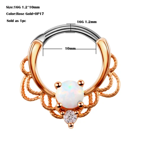 1 шт. кольцо для пирсинга носа из стального опалового камня для сосков, губ, пирсинга бровей, серьги, кольца, ювелирные изделия для тела - Окраска металла: B0207