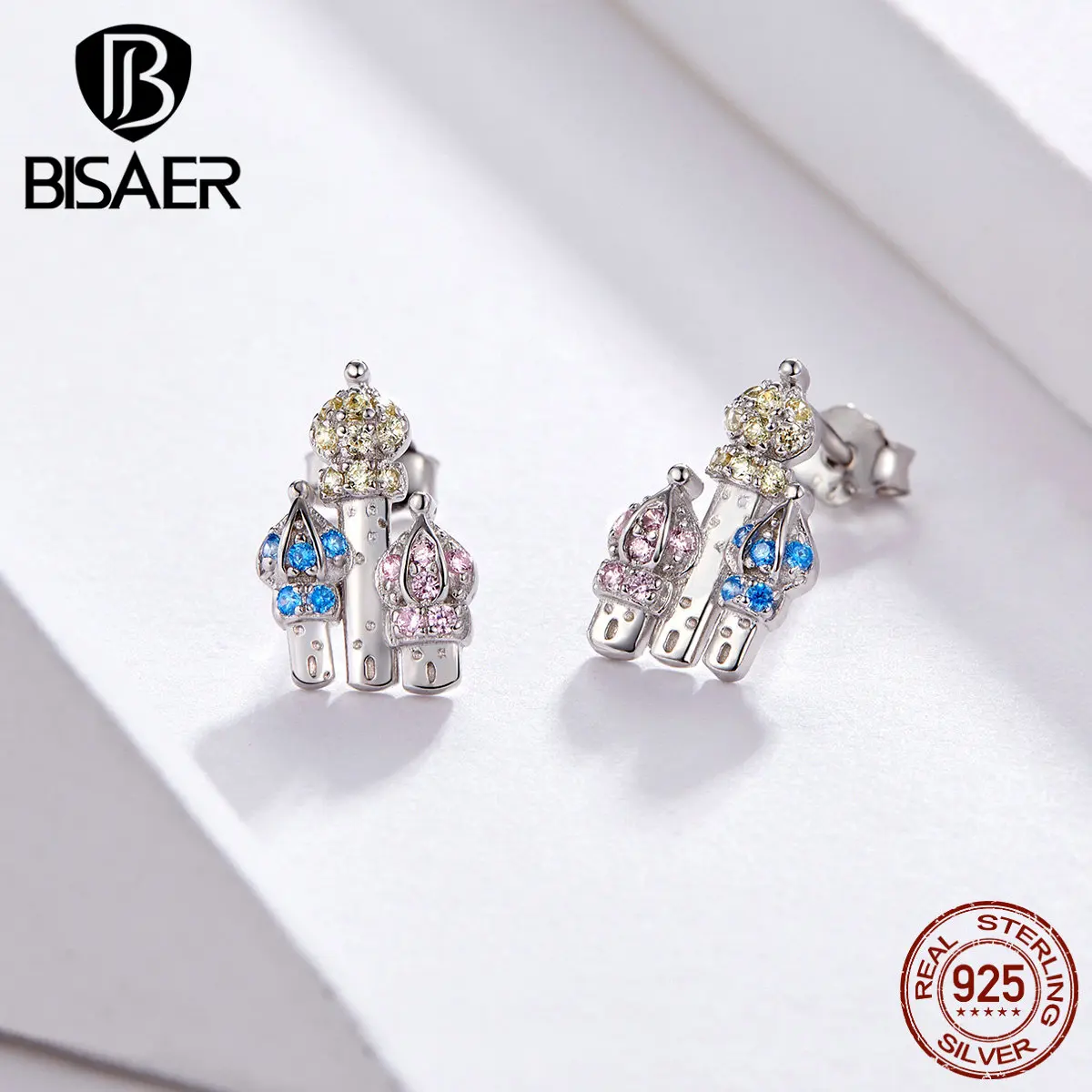 Girls Monkey Colorful Ear Studs 925 Sterling Silver