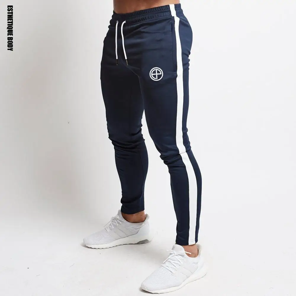 

New Cotton patchwork Jogging Mens Running Sport Pants Bodybuilding Sportswear Sweatpants Men Fitness Joggers Gym Trousers