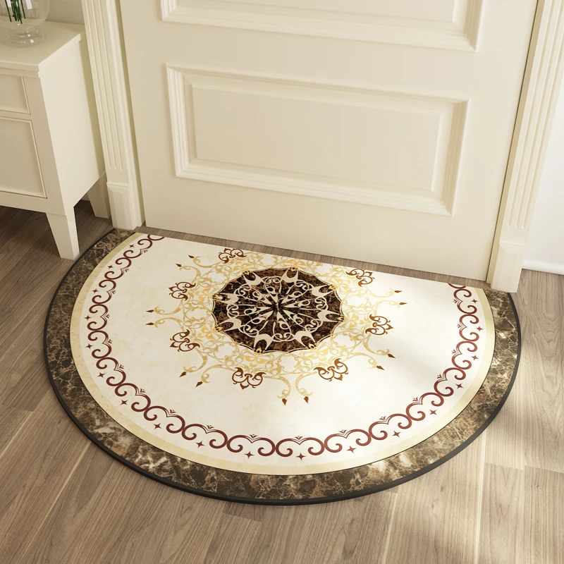 Multi-function short hair semicircle shaped floor mat, door mat,cute bathroom mat, Retro vintage decoration ground mat