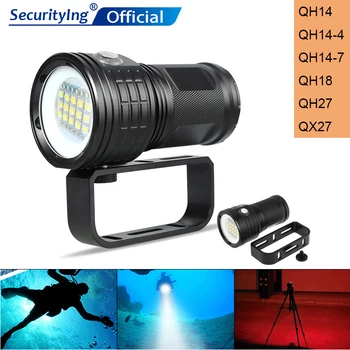 

SecurityIng 300W Fitteen 5050 White Light XML2 Six XPE Red R5 Blue R5 LED Spherical Support Underwater 80m Flashlight for Diving