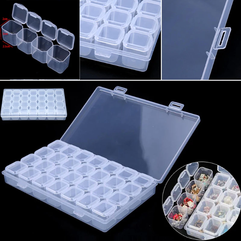 

oneroom 28 Slots Diamond Embroidery Box Diamond Painting Accessory Case clear plastic Beads Display Storage Boxes Organizer