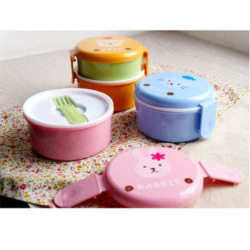 

Mini Lunch Box Cute Animal Japanese Double-layer Lunch Box Children's Lunch Box Microwave Box