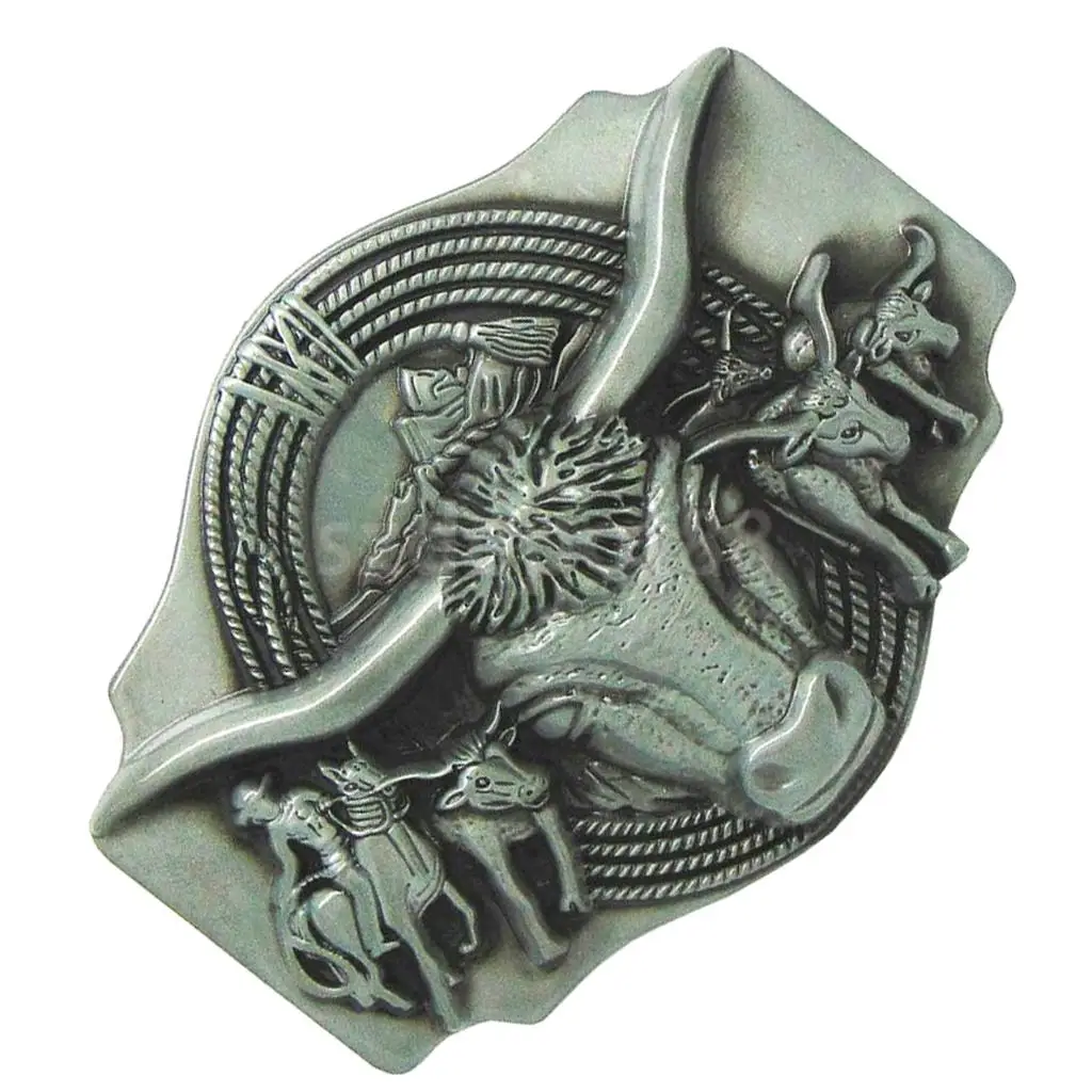 Antique Longhorn Matador Bull Bullfight Belt Buckle Vintage Western Cowboy Silver