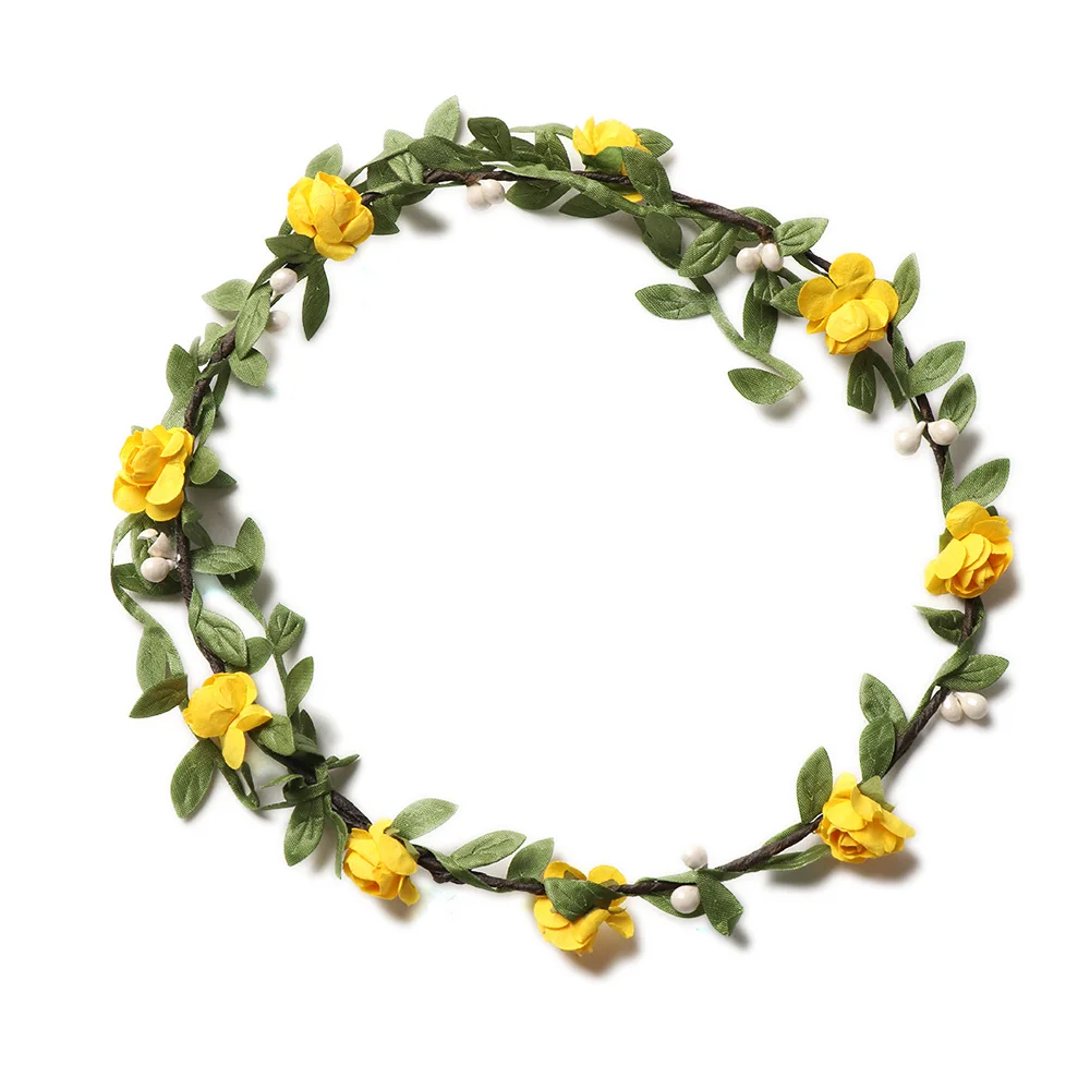 

2019 New Women Charming Bohemian Style Head Wreath Flower Crown Wedding Garland Forehead Hair Head Lady Beach Hair Wreath