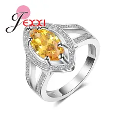 Горячая продажа jexxi овальный желтый кристалл с микро проложили прозрачный циркониевый Кристальный 925 пробы Серебряные ювелирные изделия