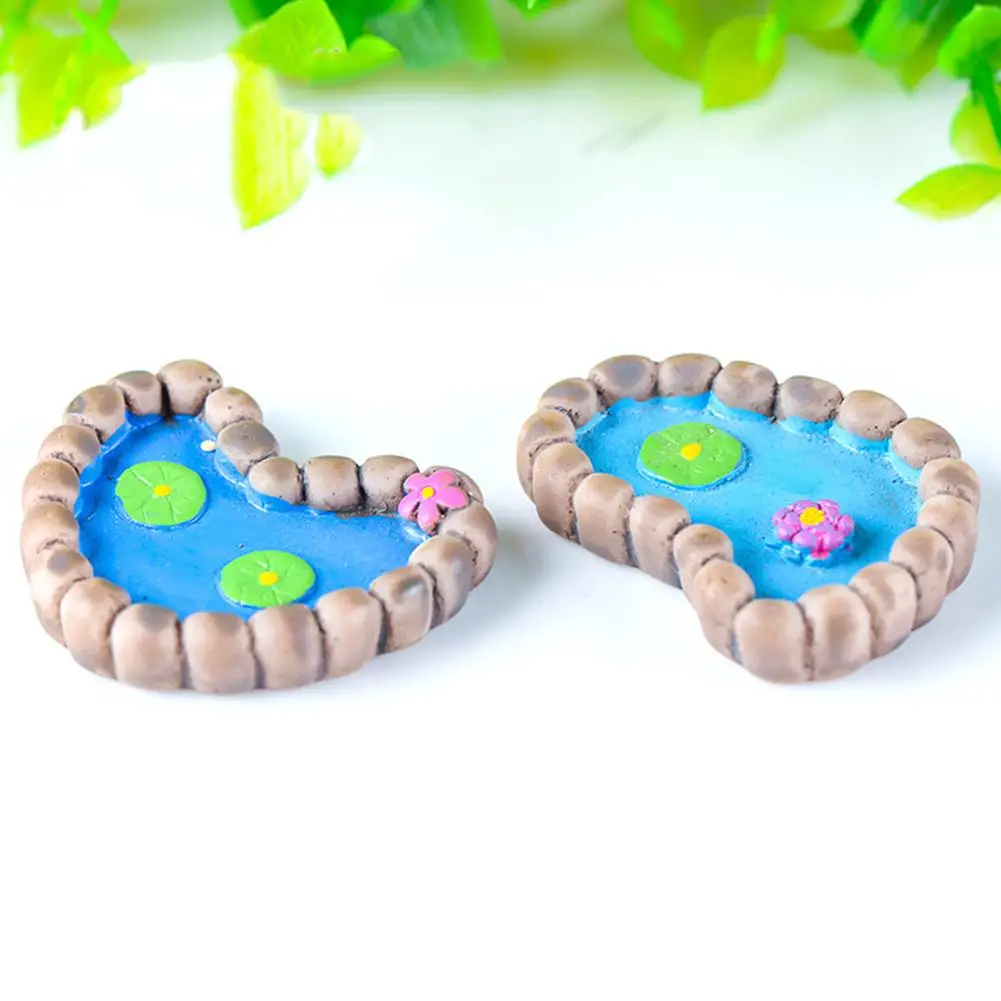 

New 2Pcs/Set Lotus Pond Miniature Landscape Ornaments Garden Bonsai Decorations