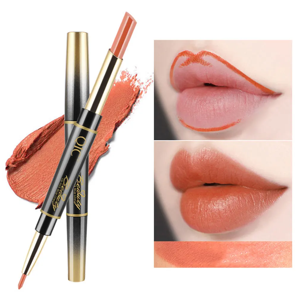 

Women Girls Rotating Double End Lipstick Pencil Female Matte Lip Liner Balm Pen Lip Makeup