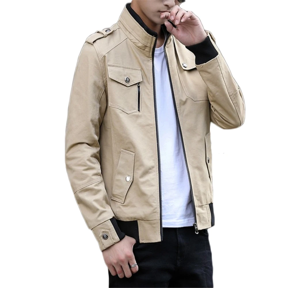 en's casual jackets cotton washed Slim men's Zipper Casual Business