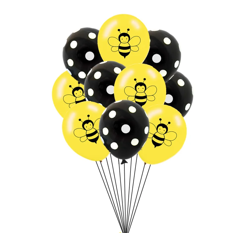 12 дюймов конфетти пчела воздушный шар черный желтый горошек Латекс надувные Babyshower вечерние принадлежности День Рождения украшения Воздушные шары Свадьба