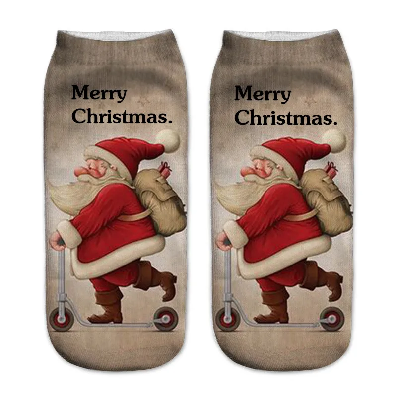 Новогодний подарок, женские рождественские носки с 3D принтом, дизайн, рождественские носки, Веселые носки с Санта-Клаусом и снеговиком, низкие носки до лодыжки