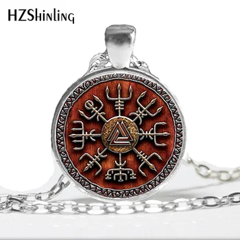 HZ--A359 On sale Vegvisir Viking necklace Vegvisir Viking jewelry Compass round glass  cabochon necklace for men Popular HZ1