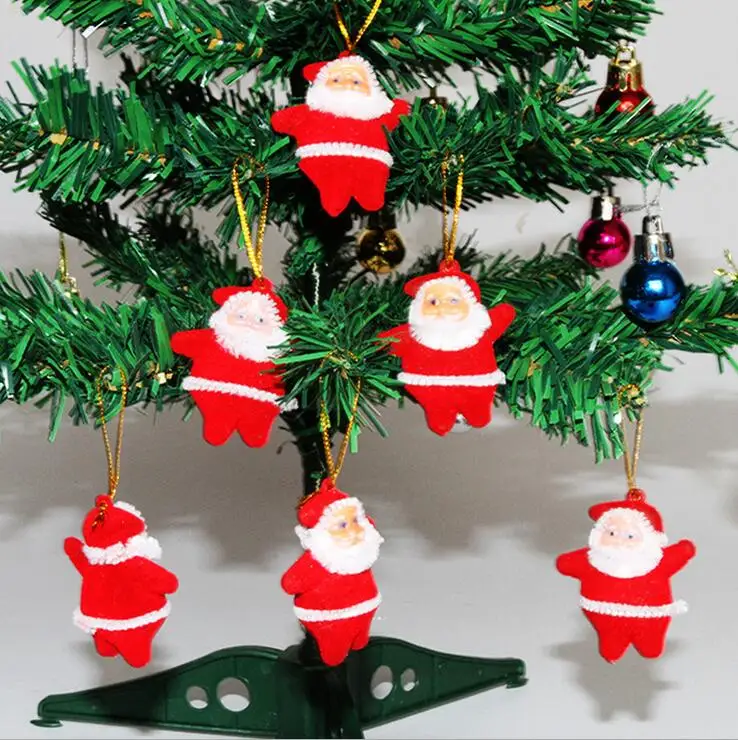 

Christmas tree ornaments Santa Claus CHRISMAS Tree Decorations Hanging Ornaments red tiny santa dolls free shipping CF001