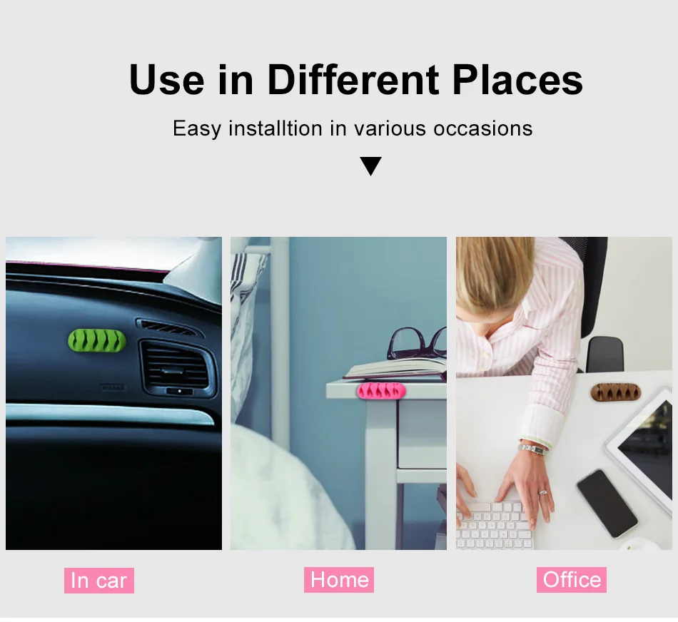 !ACCEZZ Earphone Clip Charge Wire Winder Desktop Phone Cable Winder Management Headphone Holder Mouse fixer Cord Silicone Holder (4)