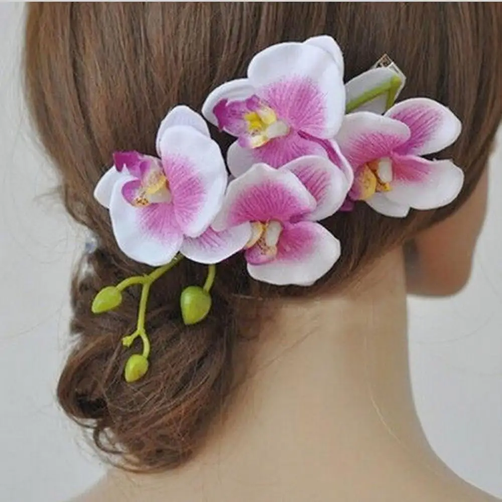 1PC Wholesale Women Wedding Bridal Decoration Hairpins Artificial Orchid Flower Hair Clips Girls