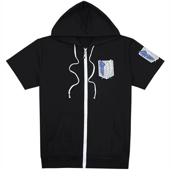 

2017 Fashion Anime Attack on Titan Hoodies Cotton Print Casual Hoody Short Sleeve Sweatshirt Cosplay Clothes Hip-pop