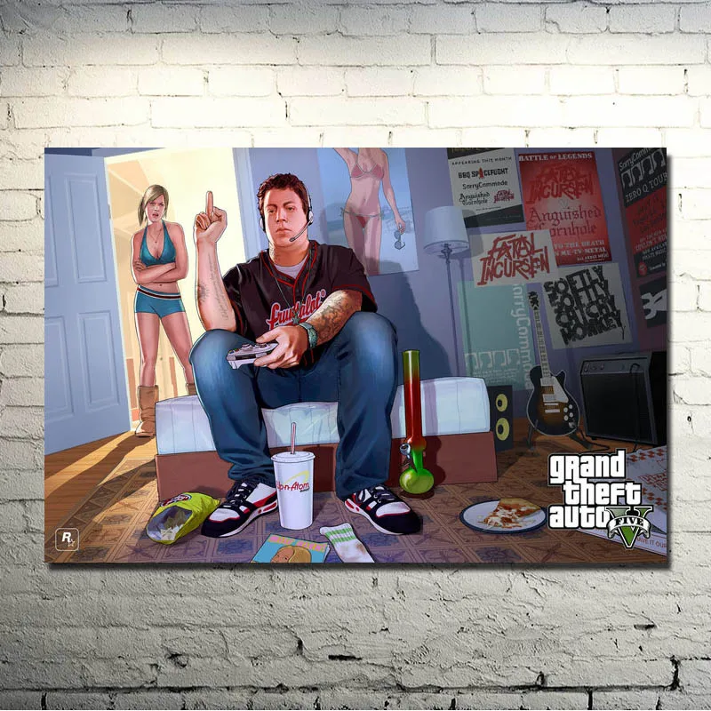 Grand Theft Auto V видеоигры GTA 5 художественная шелковая ткань плакат печать 13x20 32x48 дюймов настенные картины(нажмите, чтобы увидеть больше)-1 - Цвет: click