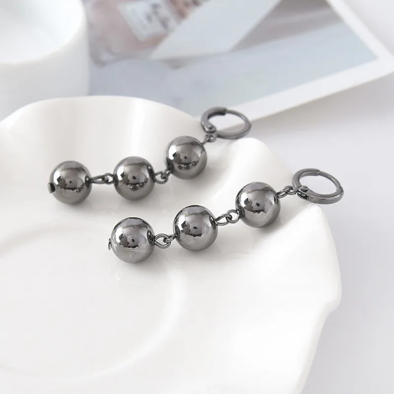 ALULU Модные простые серьги ювелирные изделия 4 цвета серьги-кольца с шариком Свадьба для женщин подарок LE036 - Окраска металла: LE036B