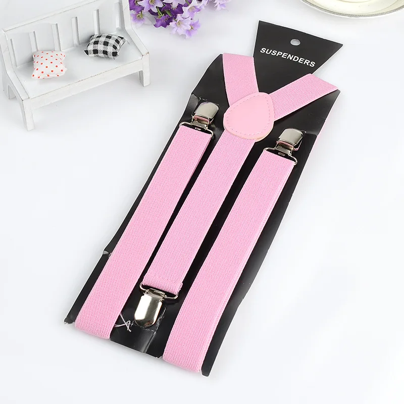 

OnnPnnQ Fashion Unisex Pink Suspenders 3Clips Adjust Braces High Elastic Wedding Party Daily Decoration Suspenders For Men Women