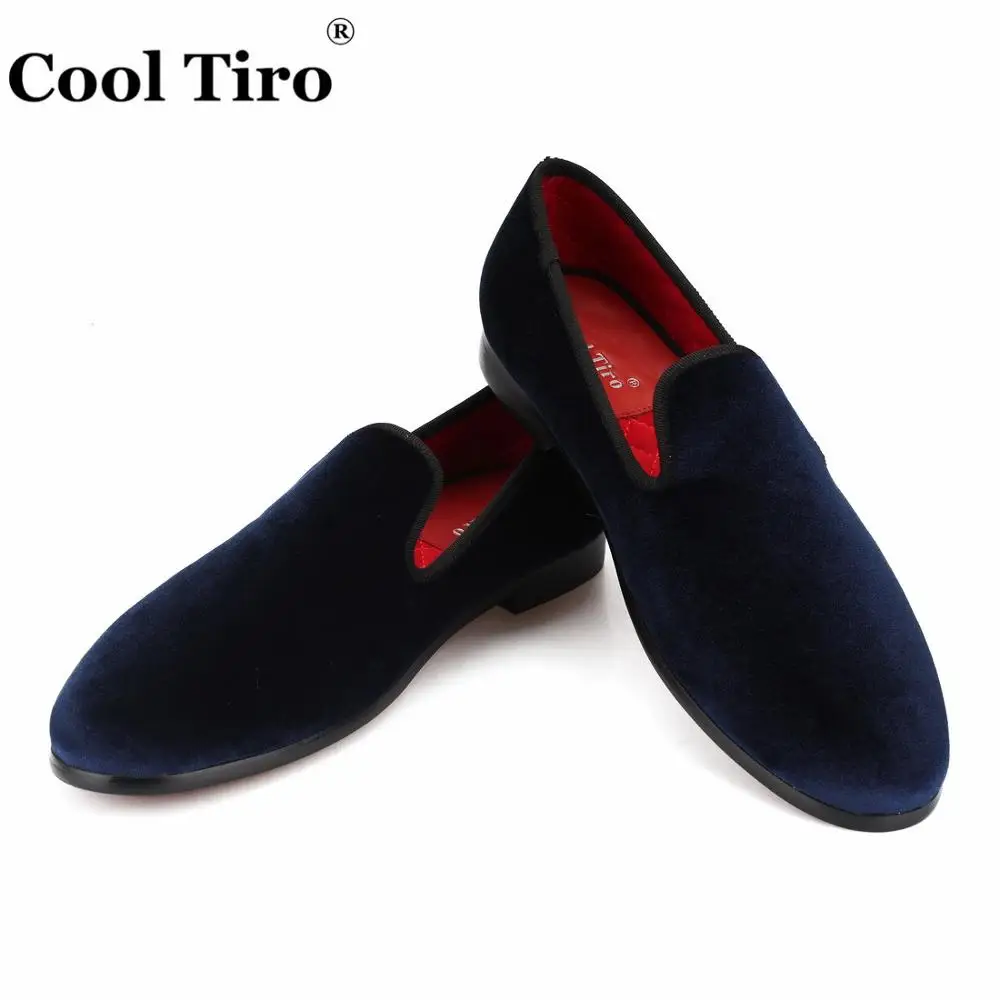 Dark blue Velvet Men Loafers Dress shoes (7)
