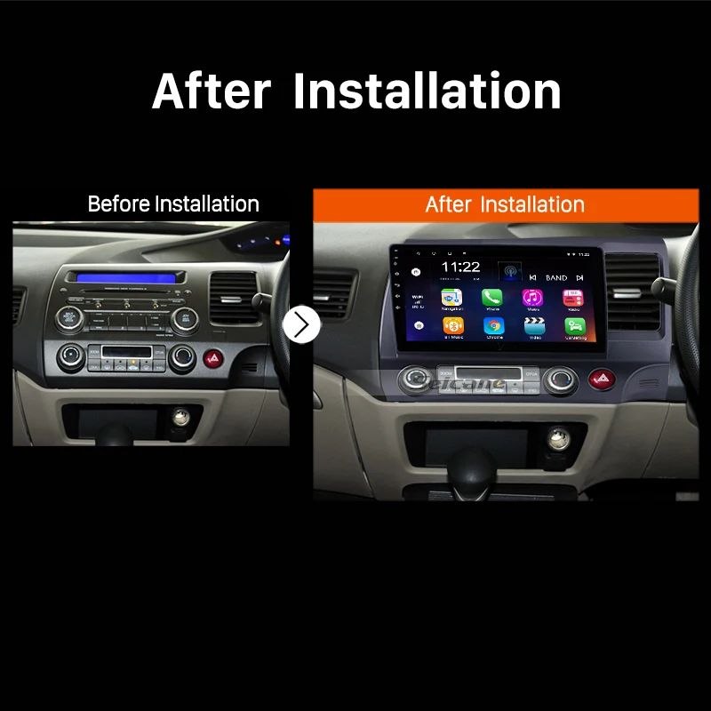 Top Seicane 10.1 inch Android 8.1 Touchscreen 2 din Car Radio Bluetooth GPS Navigation for 2006-2011 HONDA CIVIC right  Hand driving 5