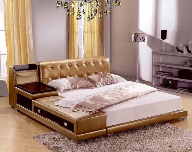 Post moderno reale genuino letto in pelle/morbido letto/letto ... Post moderno reale genuino letto in pelle/morbido letto/letto ...