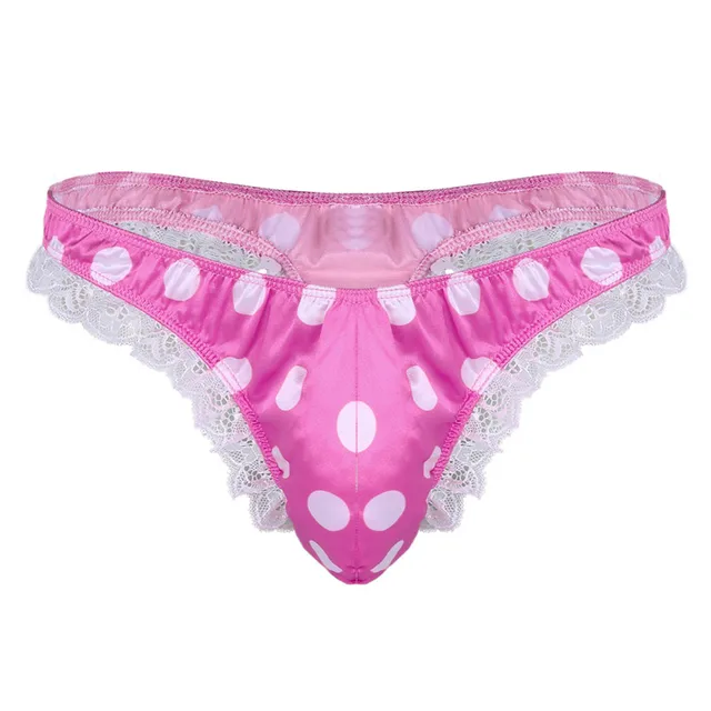 Buy MSemis Mens Sissy Panties Lingerie Shiny Satin Ruffle Lace Polka Dots