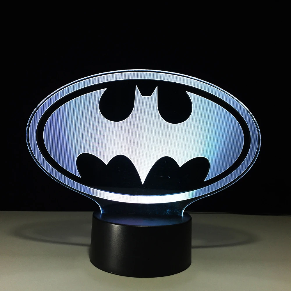 Прикроватные Детские спальные Творческий 3D Led USB Бэтмен Символ лампа визуальный ночные огни Superhero фигура Бэтмен игрушки Настольные лампы