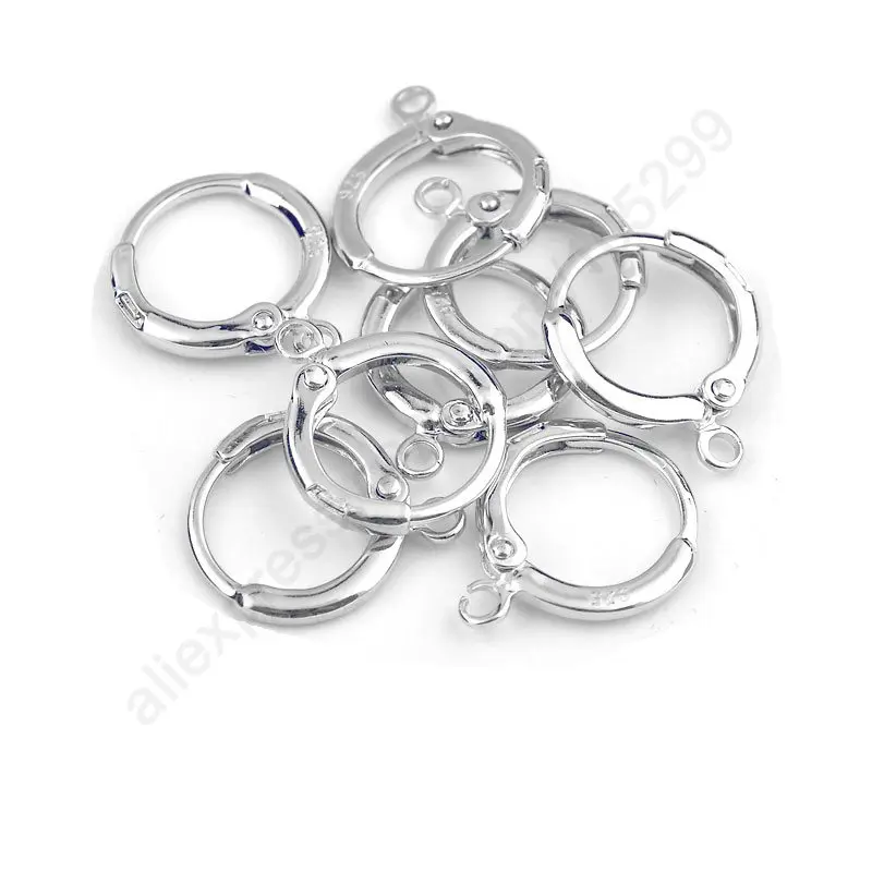 

10PCS Platinum Color European Leverback Earrings 925 Sterling Silver Jewelry Fittings Lever Back Splitring Earring Ear Wire