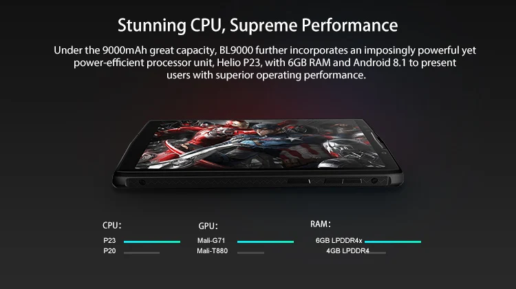 DOOGEE BL9000 6GB RAM 64GB ROM MTK6763 2.0GHz Octa Core 5.99 Inch IPS FHD Screen Dual Camera Android 8.1 4G LTE Smartphone