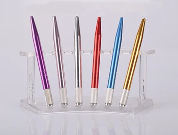 

6 colors 10pcs/lot tattoo pens permanent make up tattoo machine eyebrow lip manual microblade pens +10pcs micro blade needle