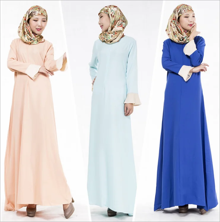 Hot Selling 2016 Muslim Womens font b Abayas b font Dresses Long Sleeve O Neck Floor