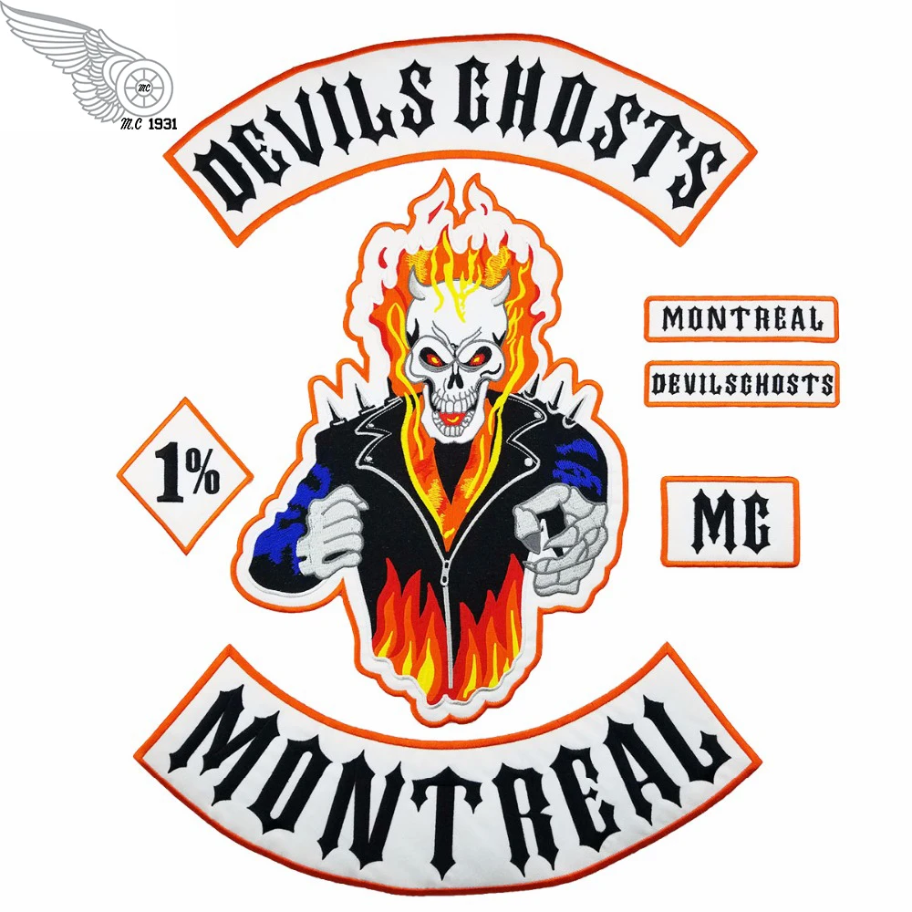 DEVILS GHOSTS MONTRAL MC 1% EMBROIDERY IRON PATCH