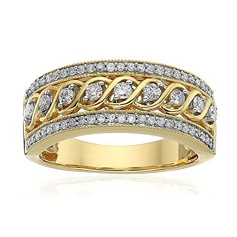 

Fashion Twist Men Ring Gold Color Party Micro Pave Cubic Zirconia Rings For Women Cocktail Finger Ring Fine Jewelry O5P113