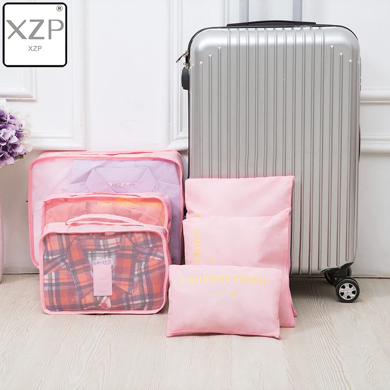 

XZP Travel Waterproof Nylon Zipper Mesh Storage Bag Set For Clothes Pouch Luggage Organizer Container Underwear Shoe Organiser