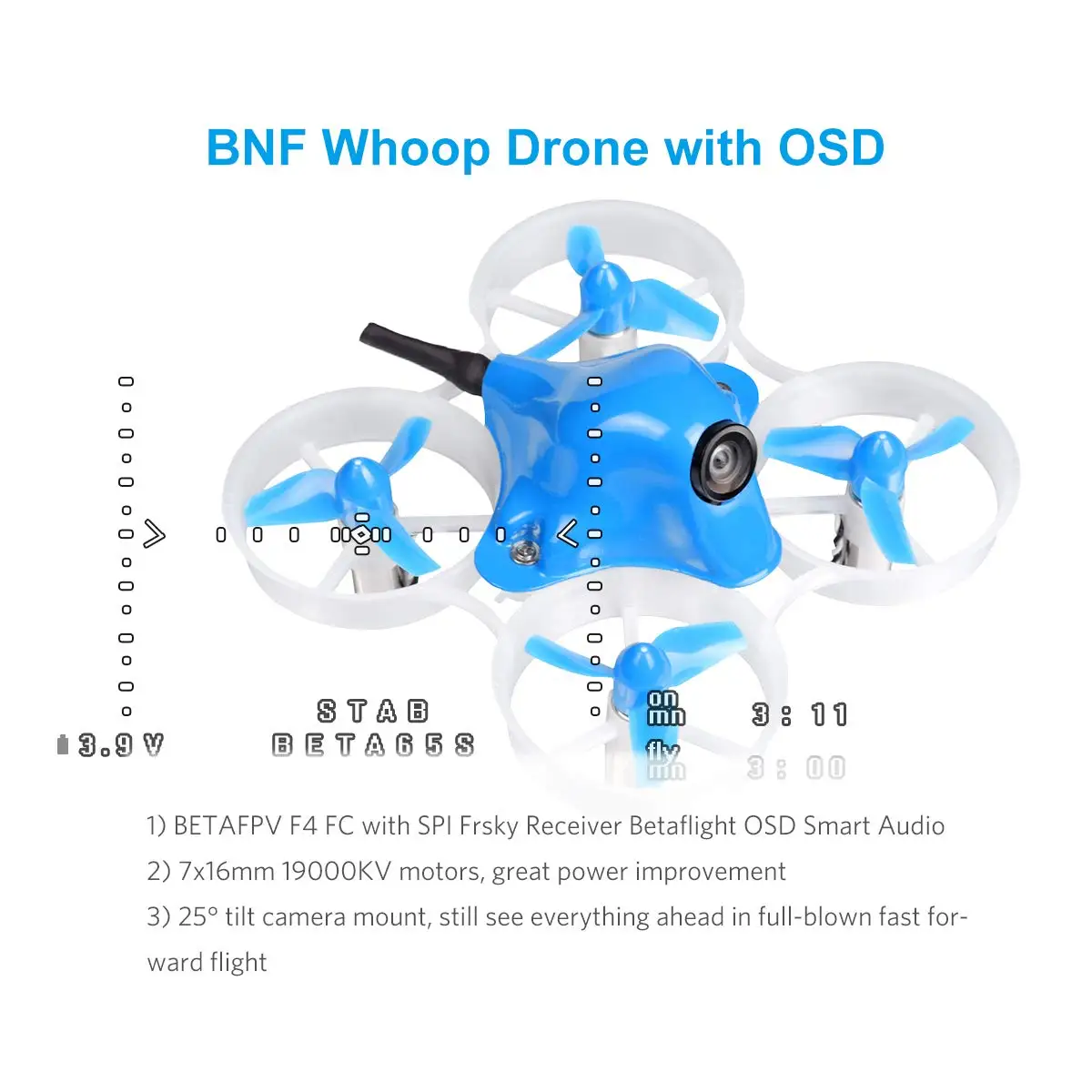 Beta65S Frsky Whoop Drone 1S Матовый FPV Квадрокоптер с F4 FC SPI Frsky приемник Z02 камера OSD Smart Audio 19000KV 7X16 Мотор