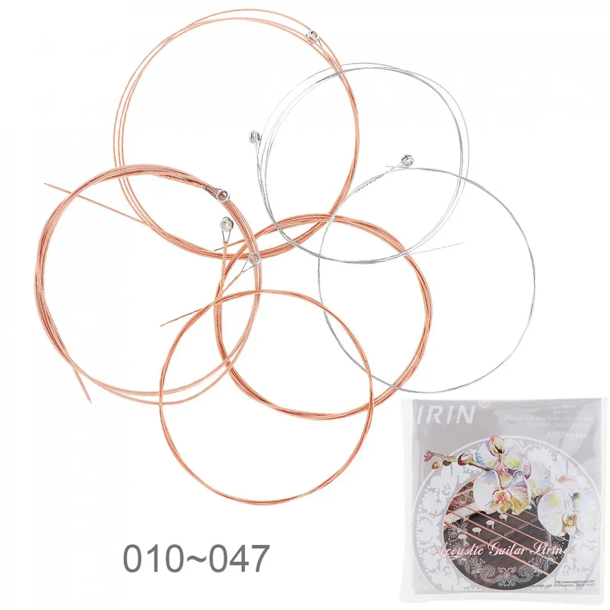 

6pcs Acoustic Flok Guitar String Phosphor Bronze Color Alloy 010-047 Inch Steel Core with Proprietary Anti-Rust Coat