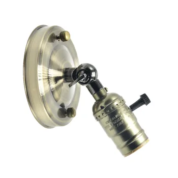 

E27 Lamp Holder with Knob Switch Al Plating Loft Ceiling Screw Edison Bulb Socket Vintage Pendant Light Base UL Fitting 250V 1PC