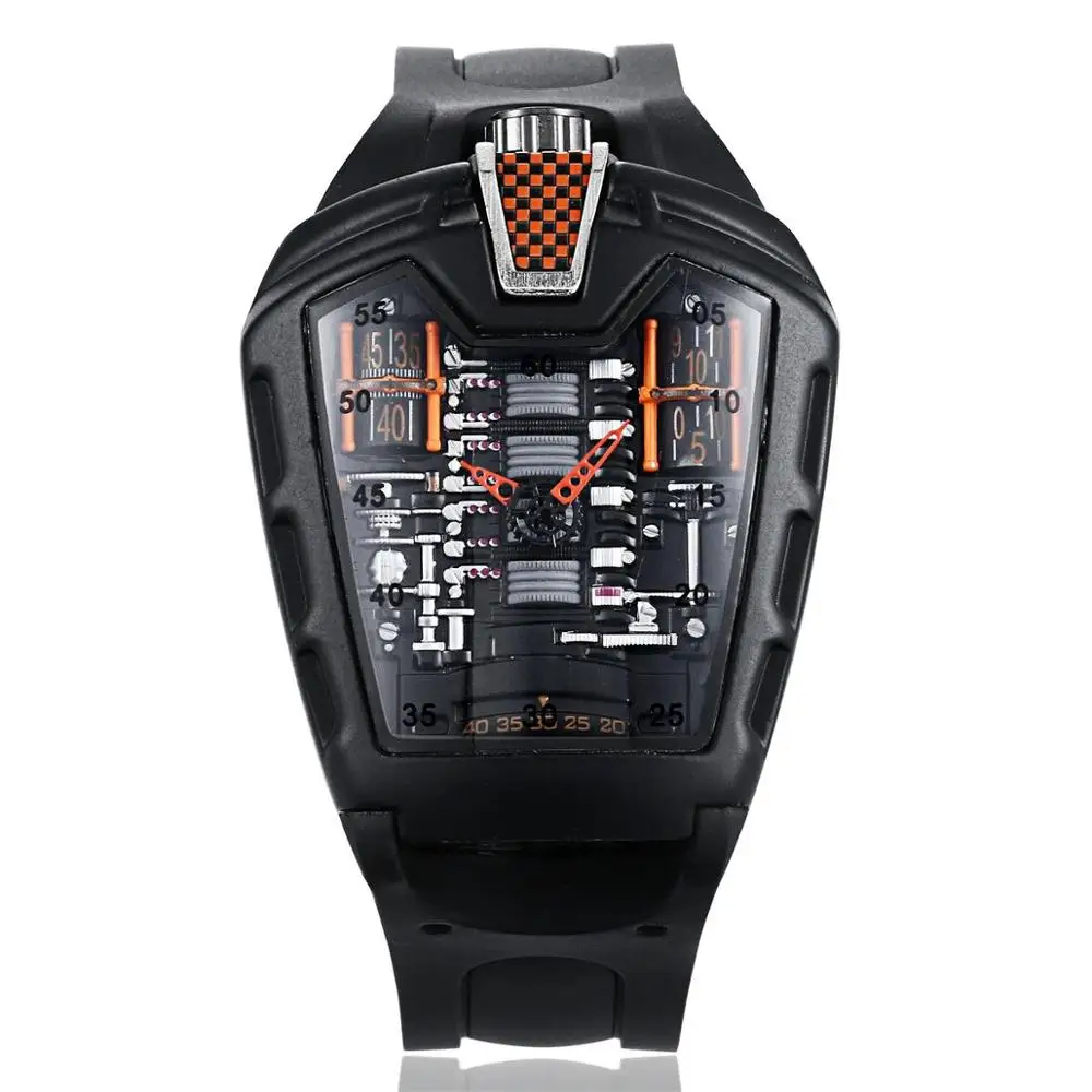 K-724-2 KIMSDUN Мужская мода тенденции личности классические кварцевые часы Роскошные гонки силиконовый ремешок часы повседневные спортивные Relogio - Цвет: K-724-2