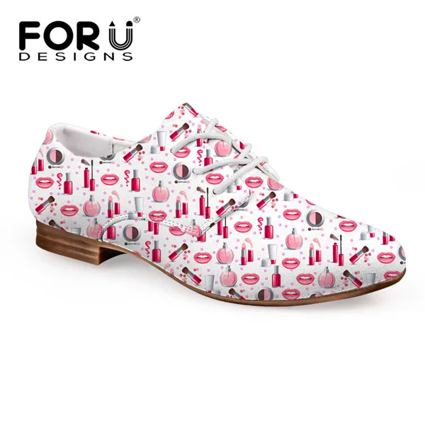 FORUDESIGNS/Модные Туфли-оксфорды; женские туфли на плоской подошве с 3D-принтом; Кожаные Туфли-оксфорды для женщин; повседневная обувь на шнуровке - Цвет: CC3287CD