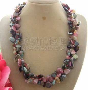 

N112808 19" 3Strands Natural Tourmaline Necklace
