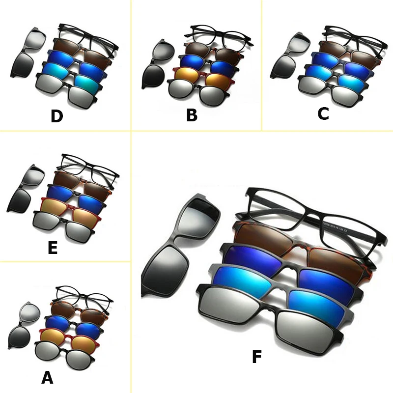 IMIXLOT 5 линзы магнитные солнцезащитные очки клип зеркальные клип на солнцезащитные очки мужские Поляризованные зажимы по рецепту Близорукость