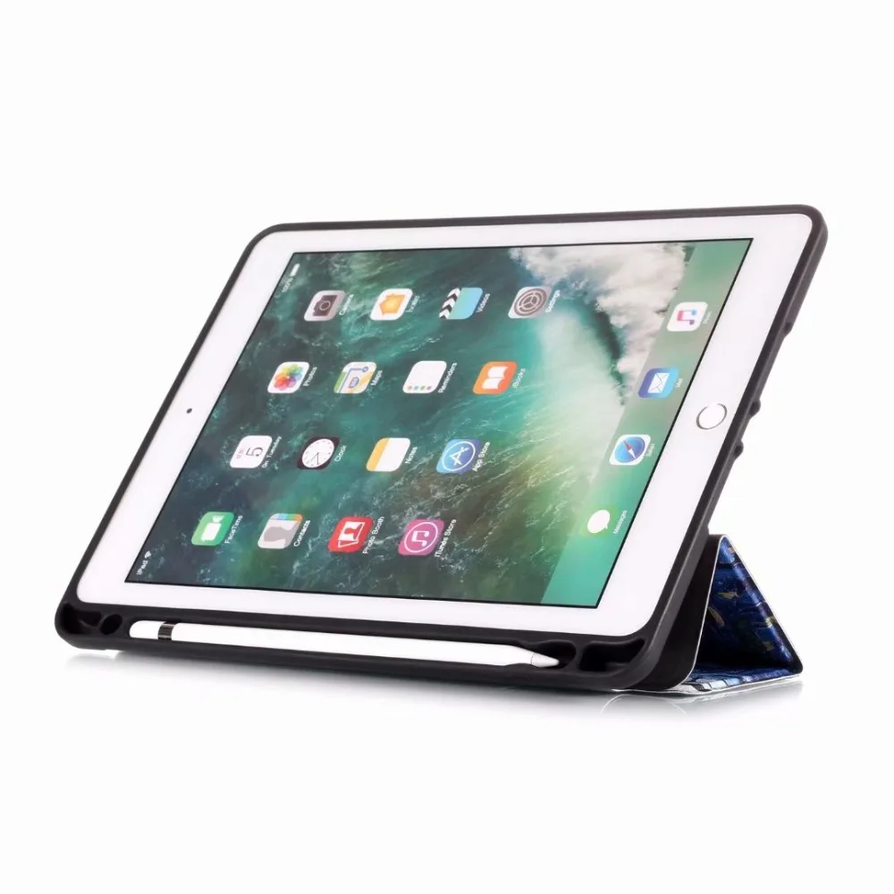 For ipad 5/6 Air 1/2 Smart Case for iPad 9.7 New Tablet Magnetic Folding PU Leather Funda Cover With Pencil Holder