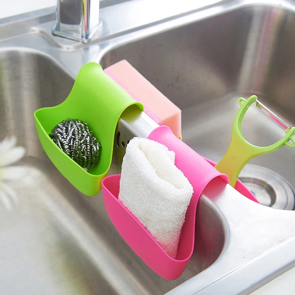 

cartoon pattern hanging pocket snap sink faucet rack kitchen sponges draining racks multi-purpose container Kitchen Accessory