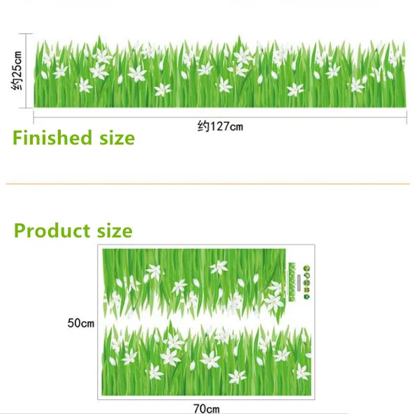 3D свежая зеленая трава цветы Бабочка плинтус ПВХ наклейки на стену на плинтус, для детской спальни, ванной, кухни, детской комнаты, балкона, дома - Цвет: Белый